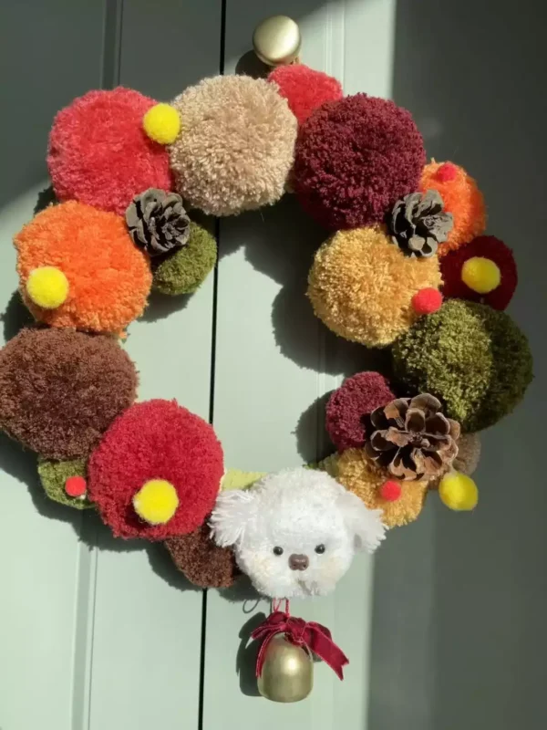 Christmas Pom Pom Puppy DIY Handcraft Wreath Kits 1