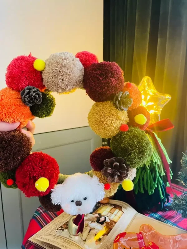 Christmas Pom Pom Puppy DIY Handcraft Wreath Kits 6