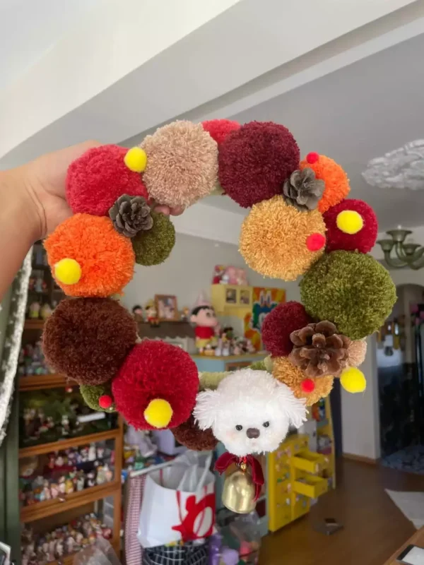 Christmas Pom Pom Puppy DIY Handcraft Wreath Kits 7