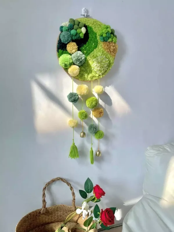 Green Earth DIY Handcraft Hanging Moss Rugs Kits With Tinkling Chimes 3