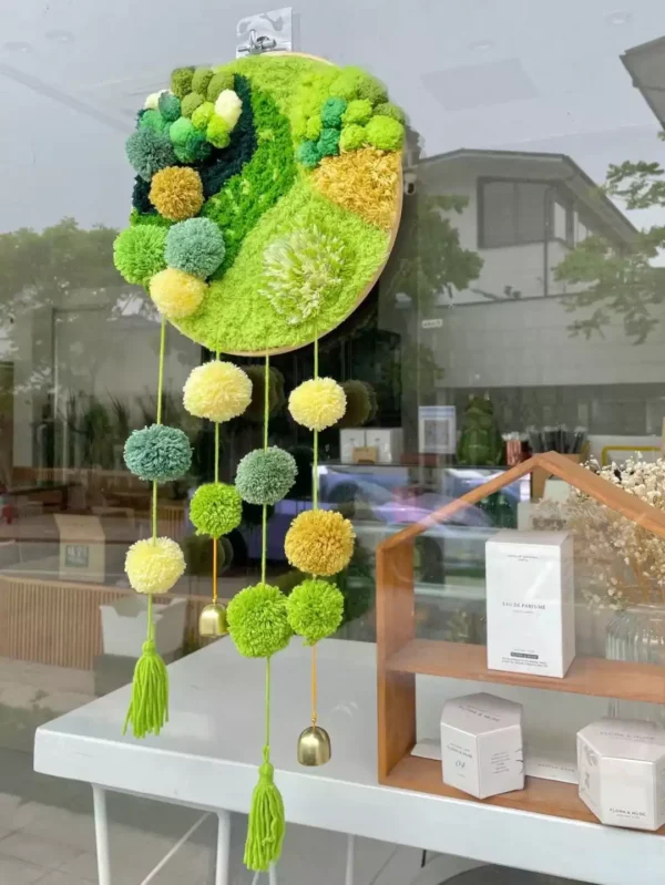 Green Earth DIY Handcraft Hanging Moss Rugs Kits With Tinkling Chimes 4