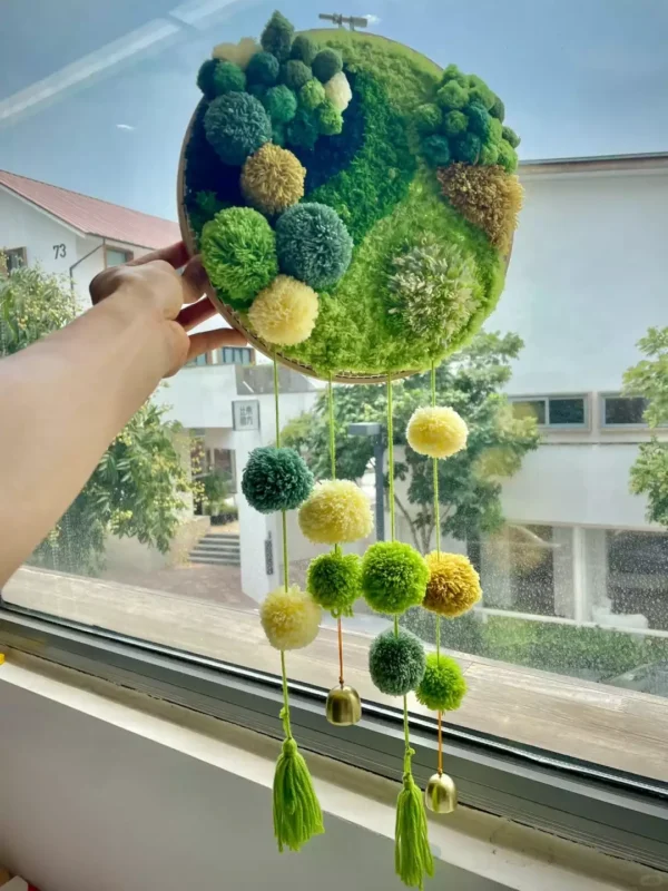 Green Earth DIY Handcraft Hanging Moss Rugs Kits With Tinkling Chimes 5