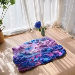 Monets Purple Waterlily DIY Handcraft Moss Garden Rug Kits 5